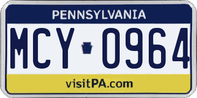 PA license plate MCY0964