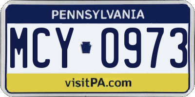 PA license plate MCY0973