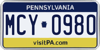 PA license plate MCY0980