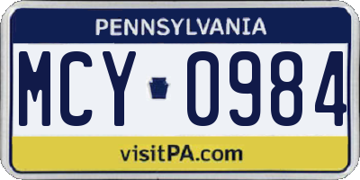 PA license plate MCY0984