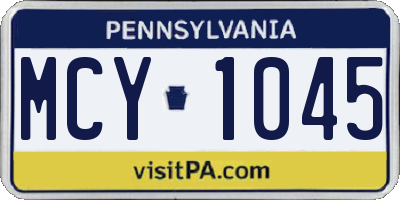 PA license plate MCY1045