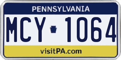 PA license plate MCY1064