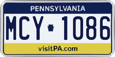 PA license plate MCY1086