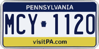 PA license plate MCY1120