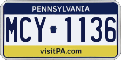 PA license plate MCY1136