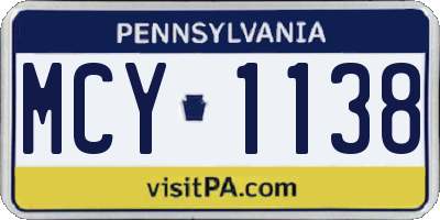 PA license plate MCY1138