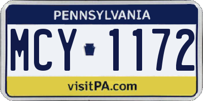 PA license plate MCY1172