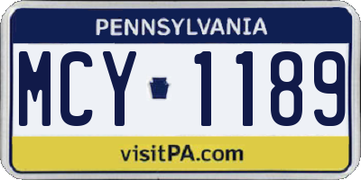 PA license plate MCY1189