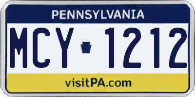 PA license plate MCY1212