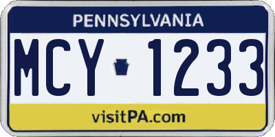 PA license plate MCY1233