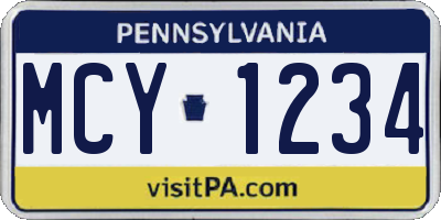 PA license plate MCY1234