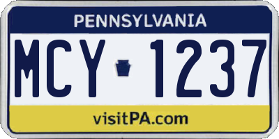 PA license plate MCY1237
