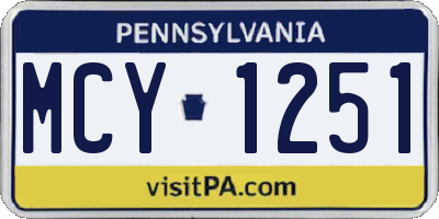 PA license plate MCY1251