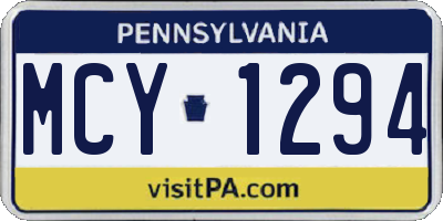 PA license plate MCY1294