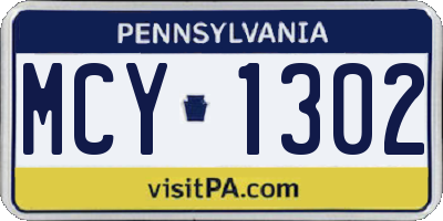 PA license plate MCY1302