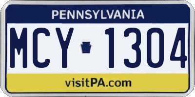 PA license plate MCY1304