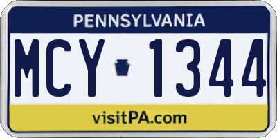 PA license plate MCY1344