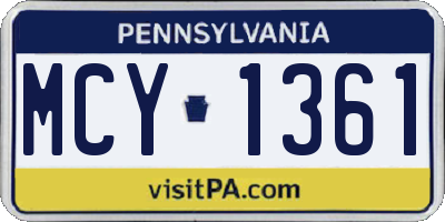 PA license plate MCY1361