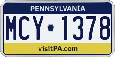 PA license plate MCY1378