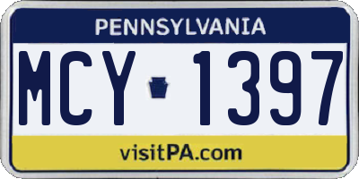 PA license plate MCY1397