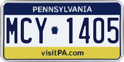 PA license plate MCY1405