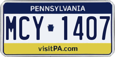 PA license plate MCY1407