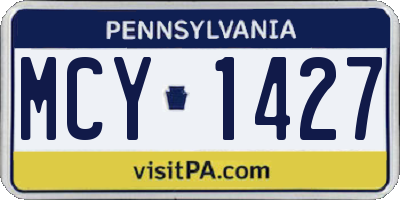 PA license plate MCY1427