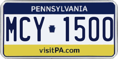 PA license plate MCY1500