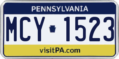 PA license plate MCY1523