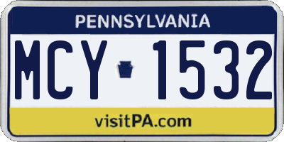 PA license plate MCY1532