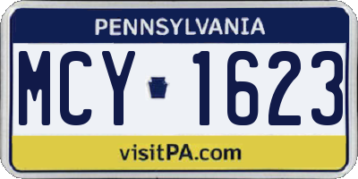 PA license plate MCY1623