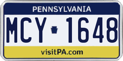 PA license plate MCY1648