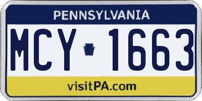 PA license plate MCY1663