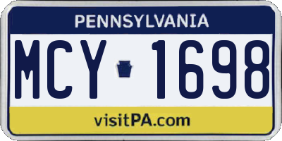 PA license plate MCY1698