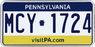 PA license plate MCY1724