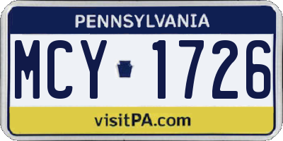 PA license plate MCY1726