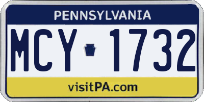 PA license plate MCY1732