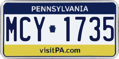 PA license plate MCY1735