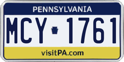 PA license plate MCY1761