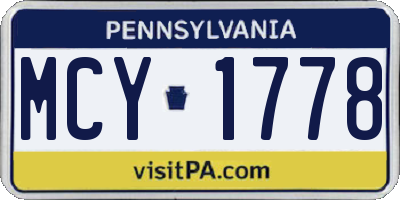 PA license plate MCY1778