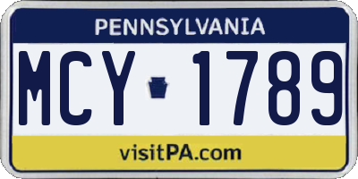 PA license plate MCY1789