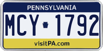 PA license plate MCY1792