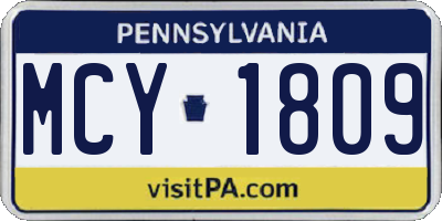 PA license plate MCY1809