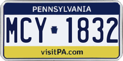 PA license plate MCY1832