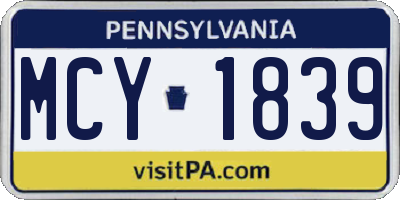 PA license plate MCY1839