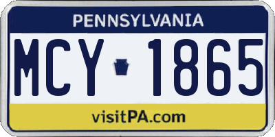 PA license plate MCY1865