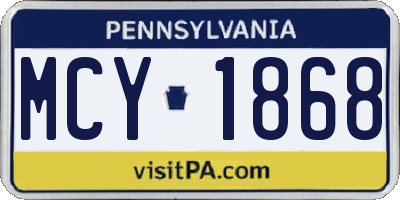 PA license plate MCY1868