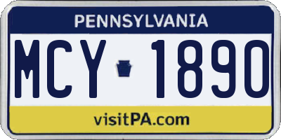 PA license plate MCY1890