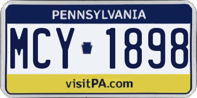 PA license plate MCY1898
