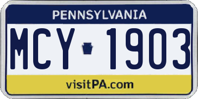 PA license plate MCY1903